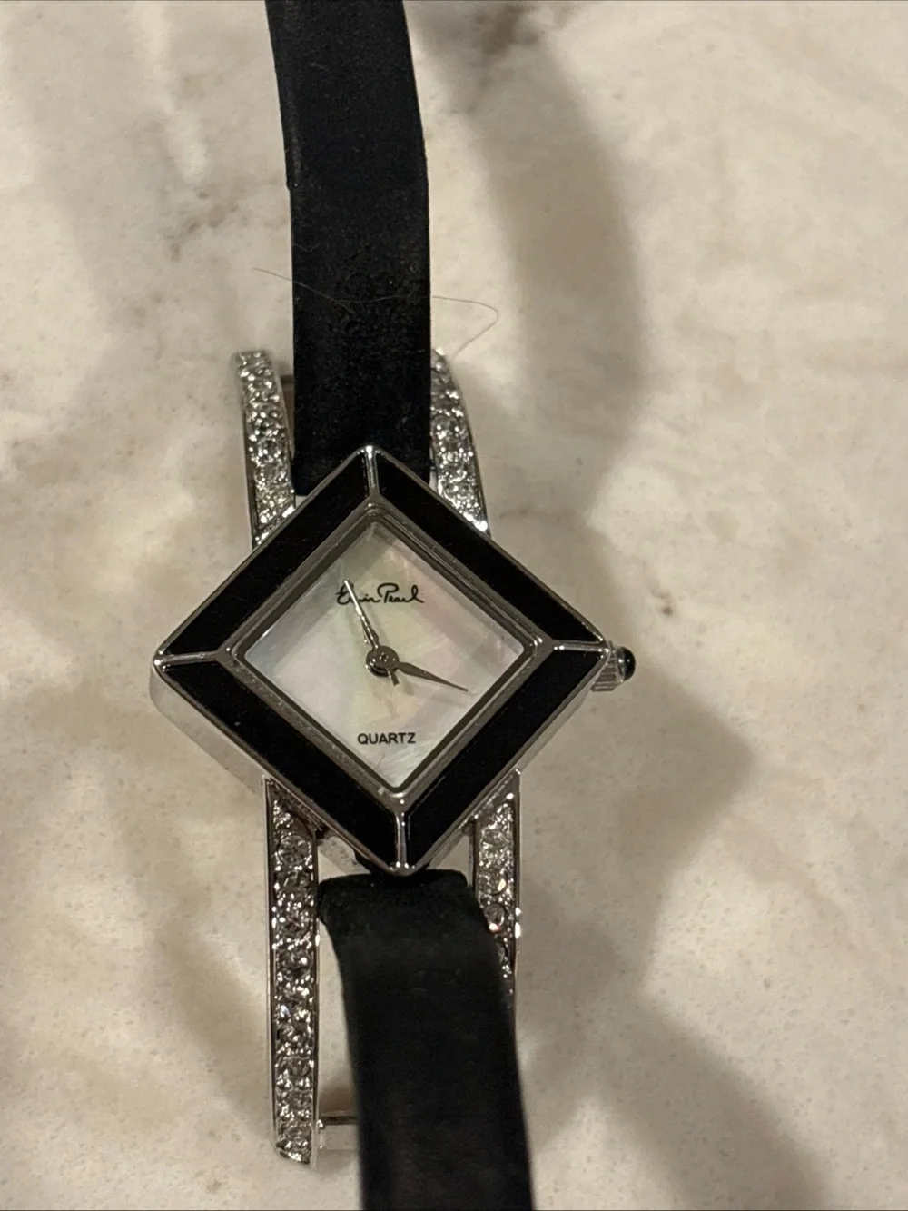 Edwin Pearl Silver and Black Women's Watch